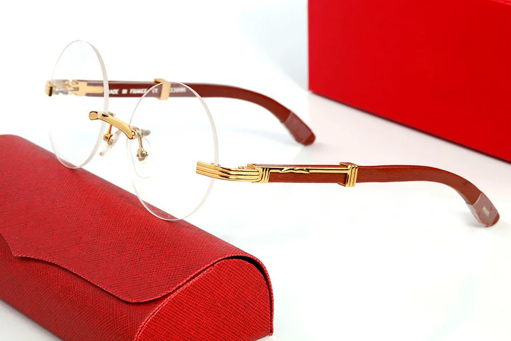 Mode Sonnenbrille randlose Designerbrille rund Metall Holz Retro Unisex mit Originalverpackung rahmenlos oval 2021_voghion.com