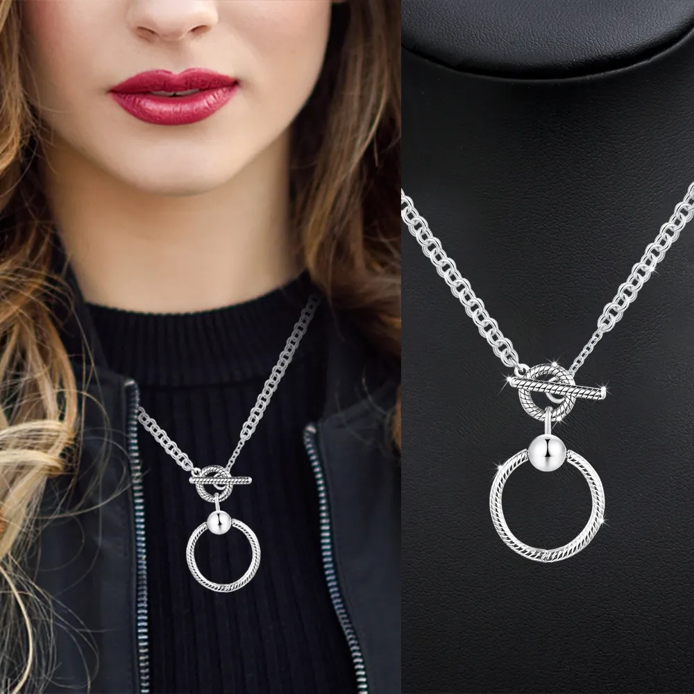 Chains Sier Sterling Jewelry Moments O Pendant T-bar Necklace For Women Gift Original Charm WholesaleChains Sidn22_voghion.com