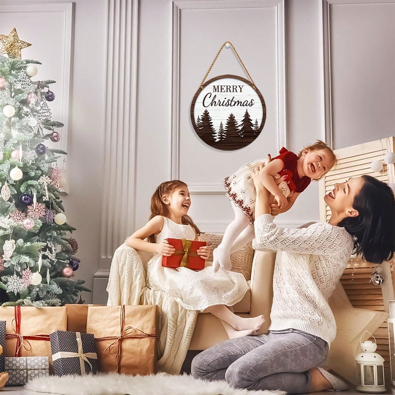 Weihnachts-Willkommensschild Dekoration, Weihnachtskranz Für Den Hauseingang, Geeignet Für Haus, Bauernhaus, Innen- Und Außendekoration Zu Weihnachten_voghion.com