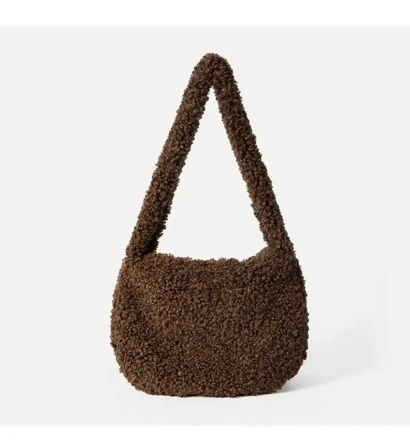 Modische Plüsch-umhängetasche Große Lammfell-handtasche Damen_voghion.com