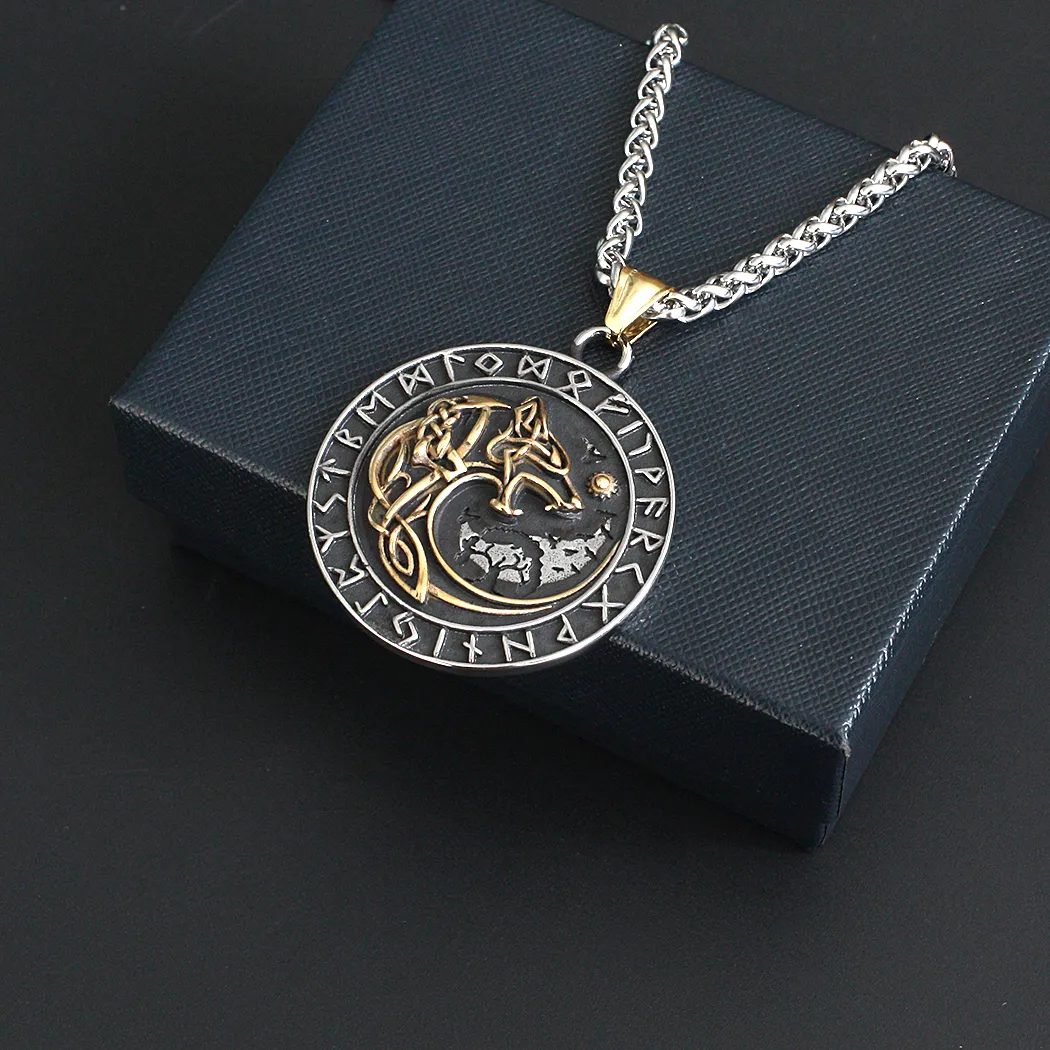 Wolf Anhänger Halskette Edelstahl Punk Schmuck Für Damen Herren_voghion.com