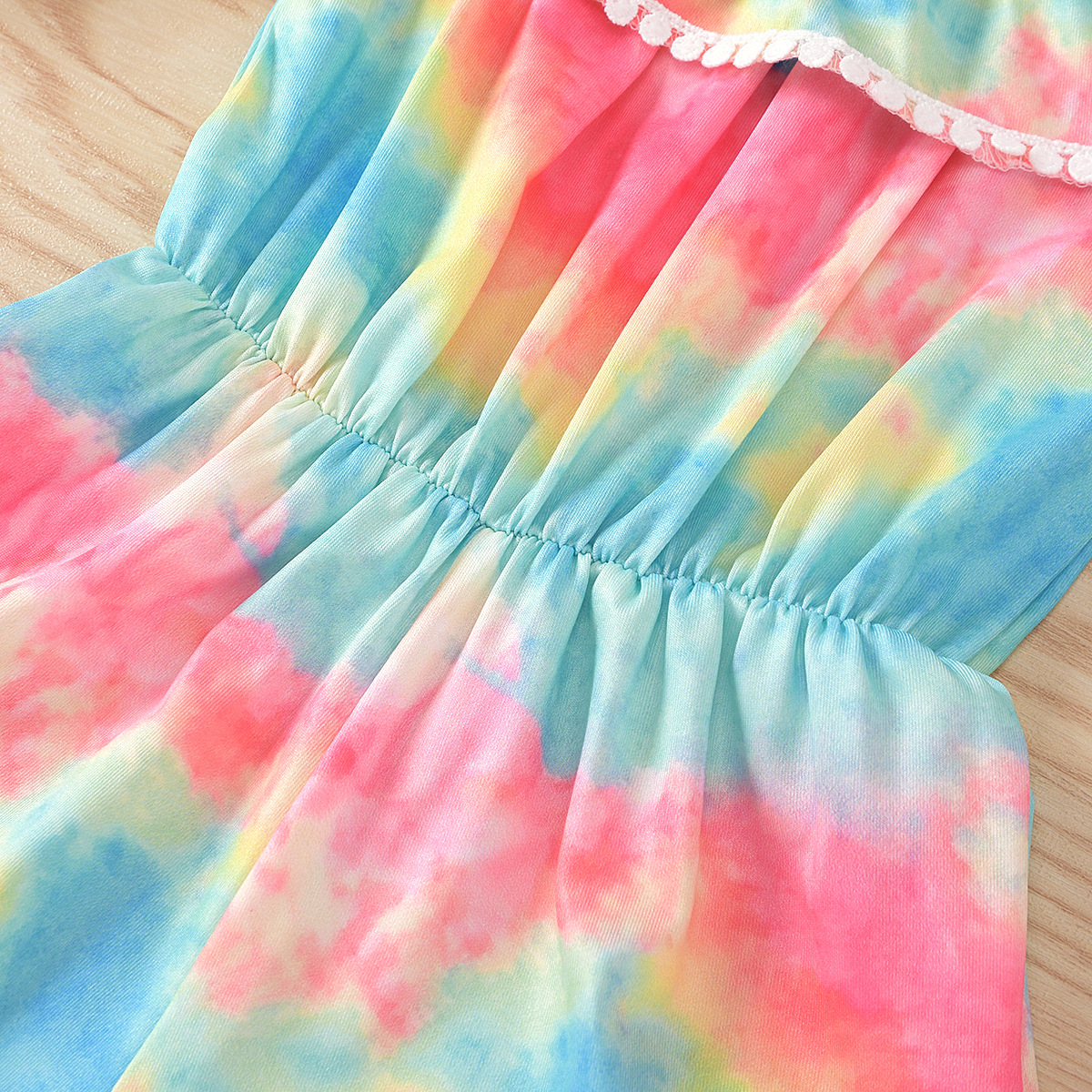 Mother&Kids Summer girls tie-dyed leopard print jumpsuit shorts_voghion.com