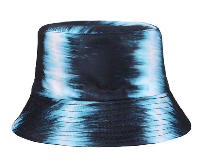 Summer New Tie Dyed Printed Wide Eaf Flat Top Unisex Outdoor Sunscreen Fisherman Hat  Bucket hat_voghion.com