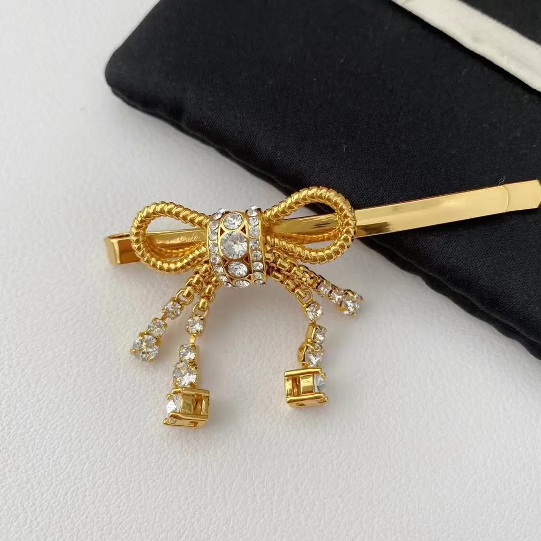 brand Classic designer hairclip bling Crystal shine diamond bow clip fashion women hair Clips Barrettes bowknot_voghion.com