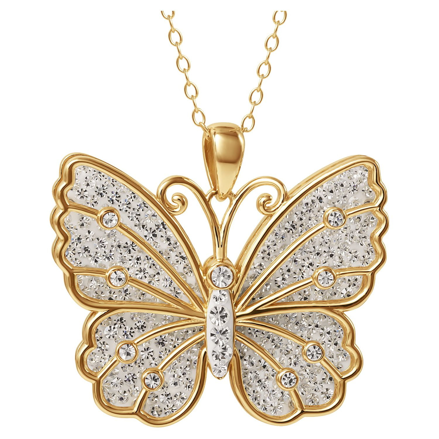 Collana con ciondolo in argento sterling color oro a forma di farfalla in cristallo di Brilliance Fine Jewelry_voghion.com