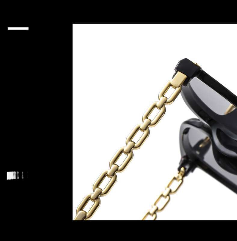 Új, csúcskategóriás női napszemüveg kis láncszem szárral, csillag alakú napszemüveggel, nagyméretű arccal, karcsúsító hatással és_voghion.com