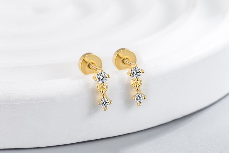 Orecchini a vite in zircone color oro 8A, squisiti piccoli orecchini a perno per il naso_voghion.com
