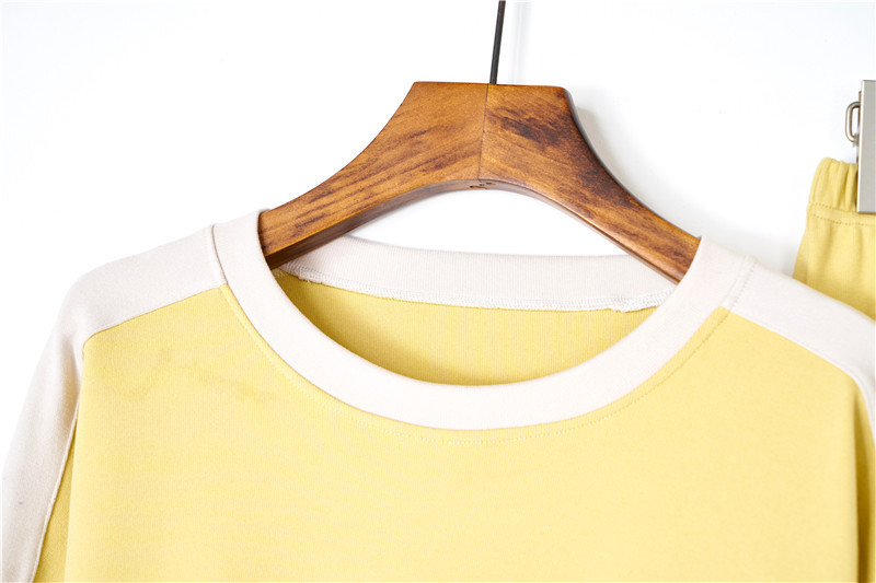 Pigiama da donna con scollo tondo, colore testa a contrasto, caldo e morbido set da indossare per la casa_voghion.com