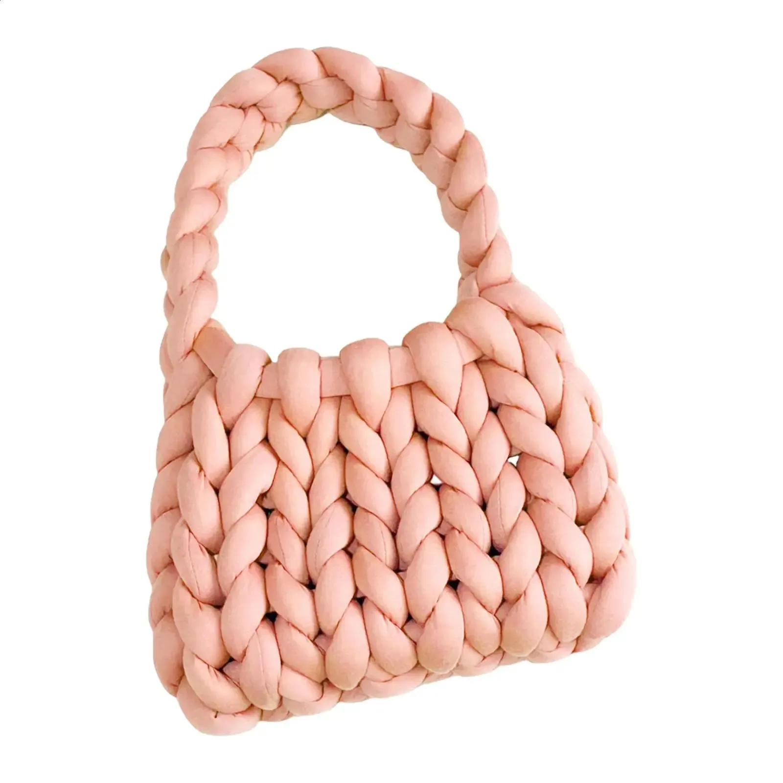 Gehäkelte Handtasche für Damen, gewebte, klobige Umhängetasche für Frühling und Sommer 240726_voghion.com