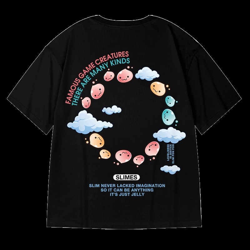 Short sleeved men's oversize trendy summer new loose couple outfit, dark and chubby oversized ins t-shirt_voghion.com