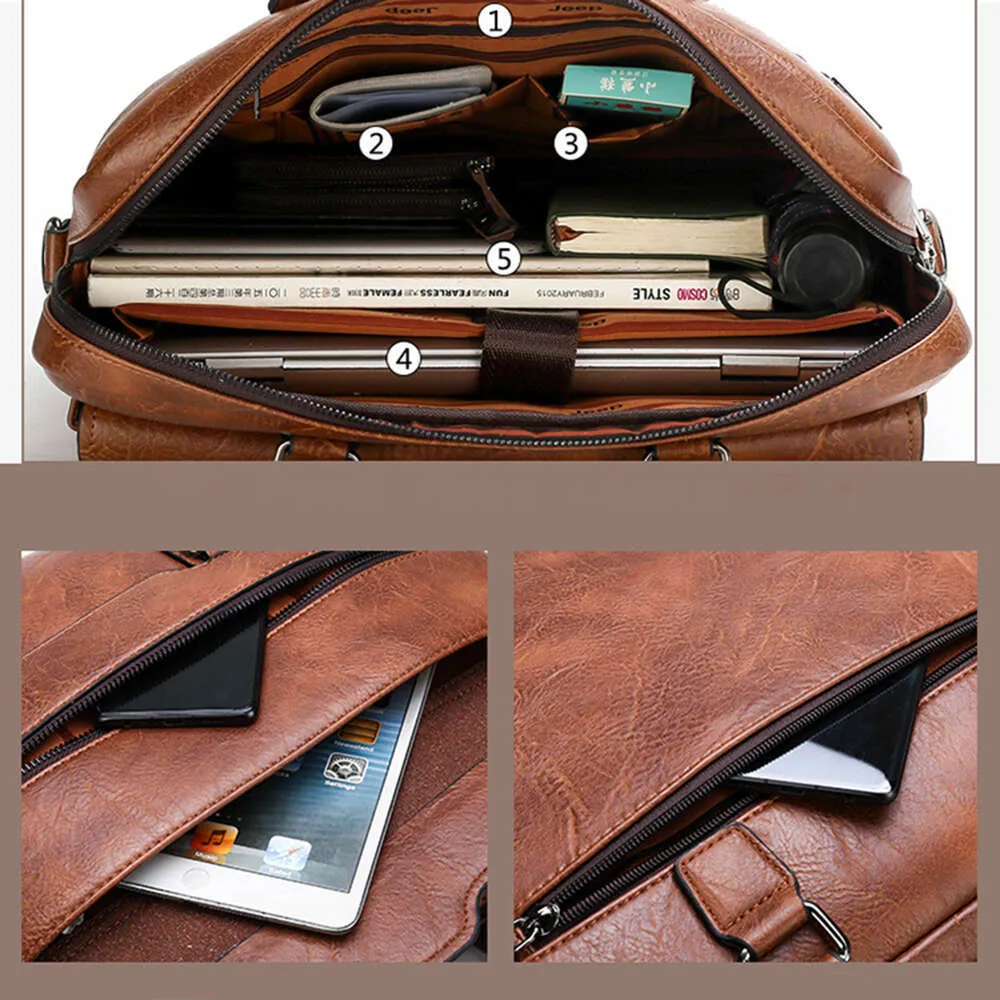Neu Männer Aktentasche Klassische Retro Pu Leder Business Handtasche Satchel Männlichen Umhängetasche_voghion.com