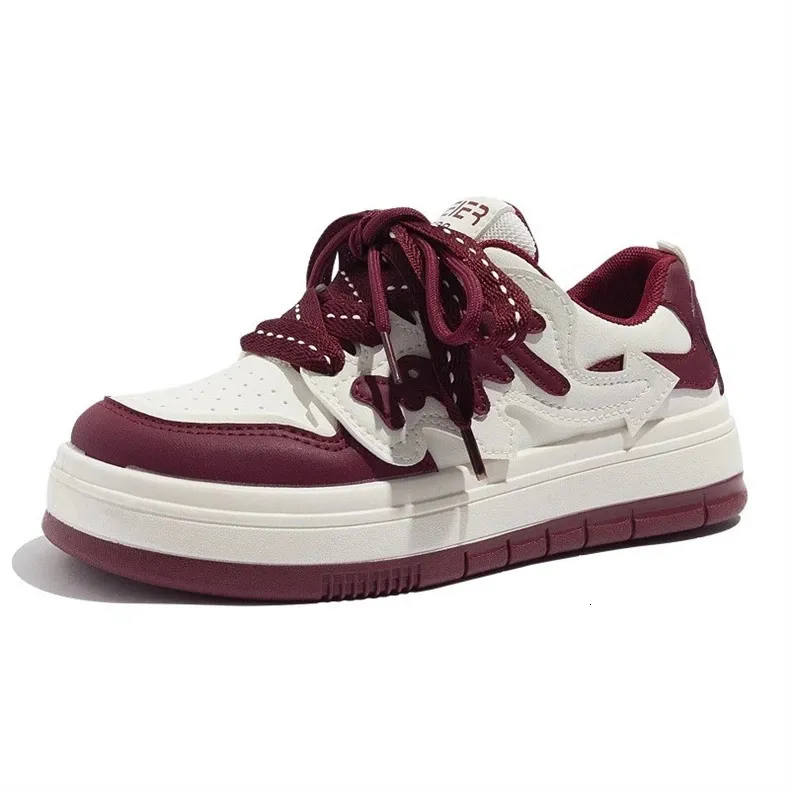Women Platform White Lace Up Skateboard Flat Outdoor Comfortable Running Shoes Tennis Jogging Sneakers atos De Mujer_voghion.com