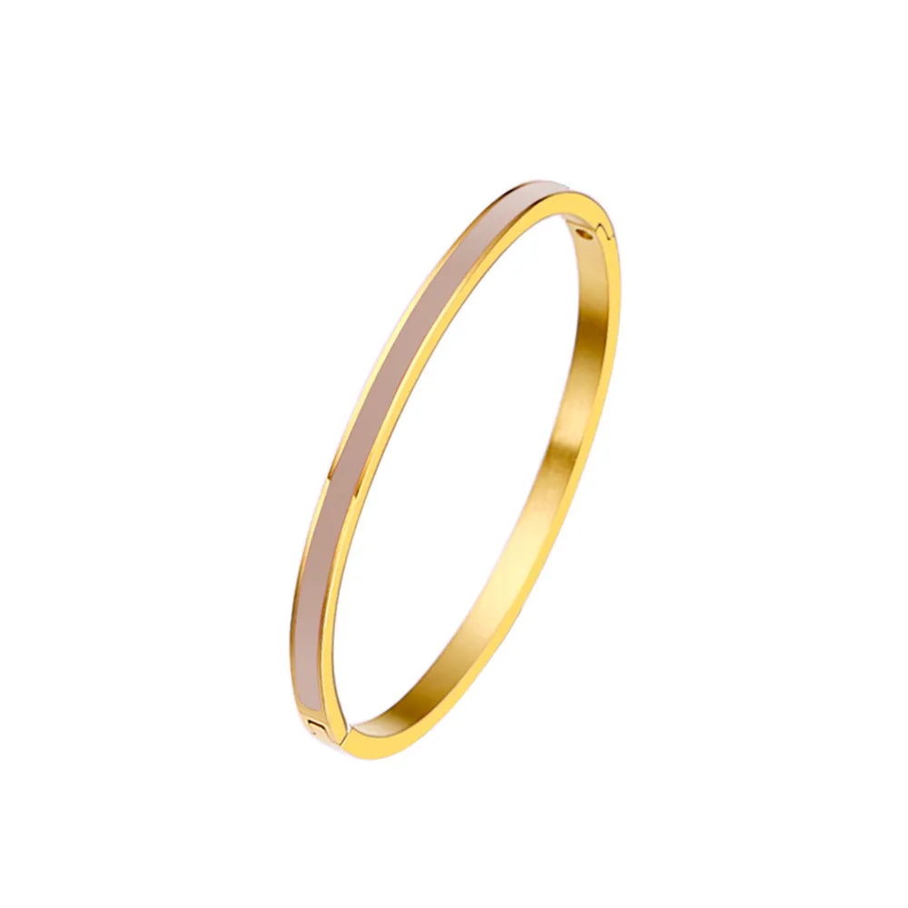 Titanium Steel Enamel Bangle Gold Plated Designer Bracelet For Women_voghion.com
