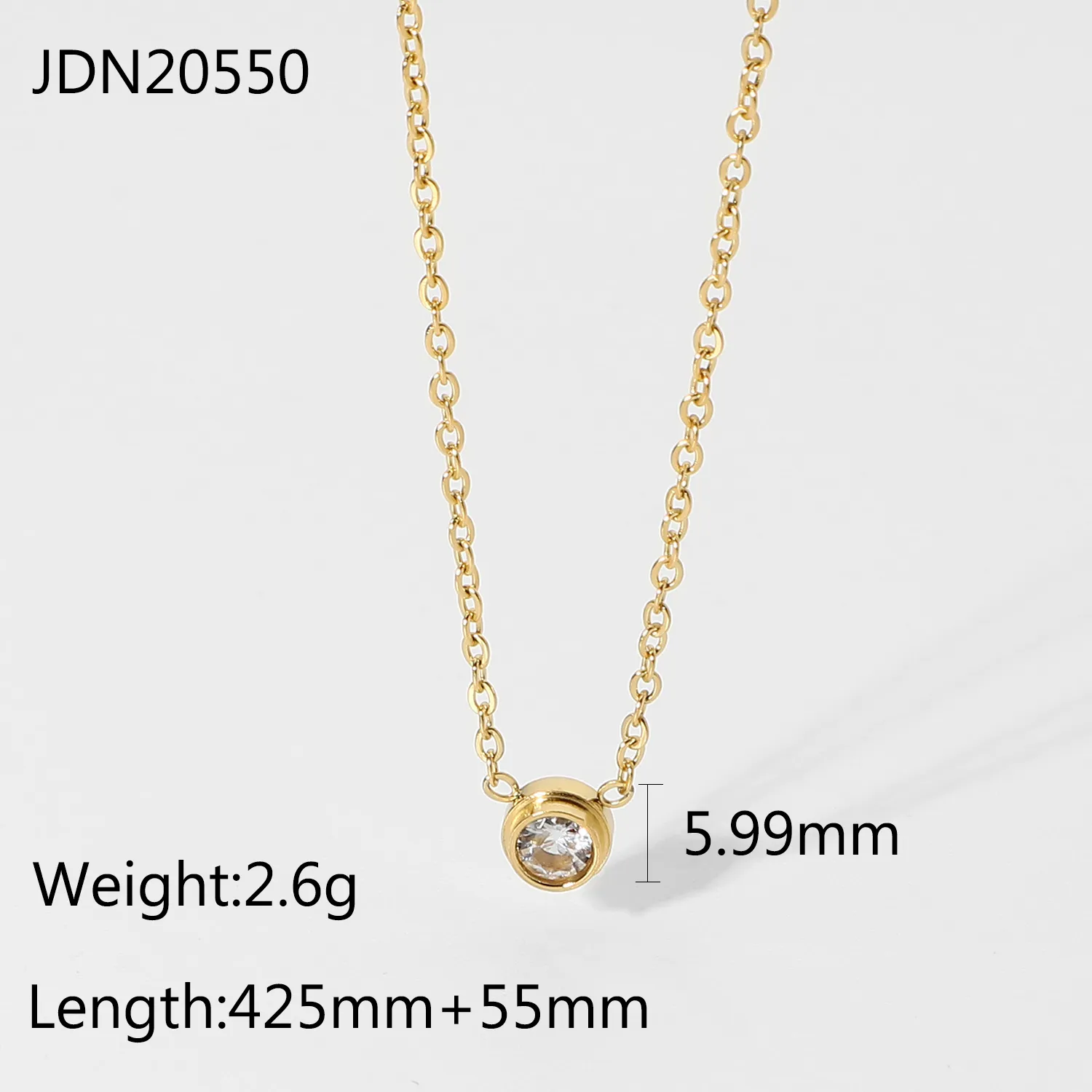 Collier chaîne mini diamant pendentif or acier inoxydable femme_voghion.com