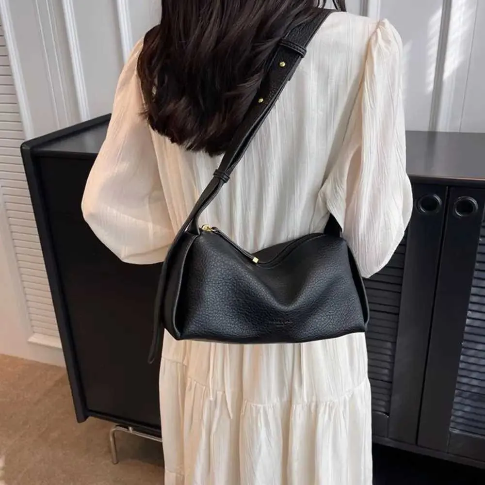 Borsa a tracolla con motivo lichee di grande capacità, tinta unita, stile coreano, PU, Dumpg, cuscino per la mamma, Shoppin241210_voghion.com
