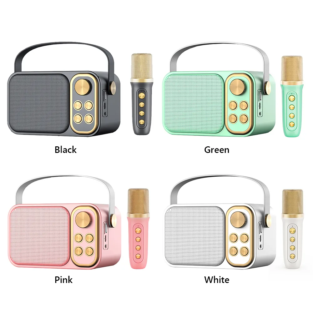 Microphones Bluetooth Speaker Classical Retro Players Karaoke Stereo Sound Portable Mini Speakers Subwoofer Home Travel_voghion.com