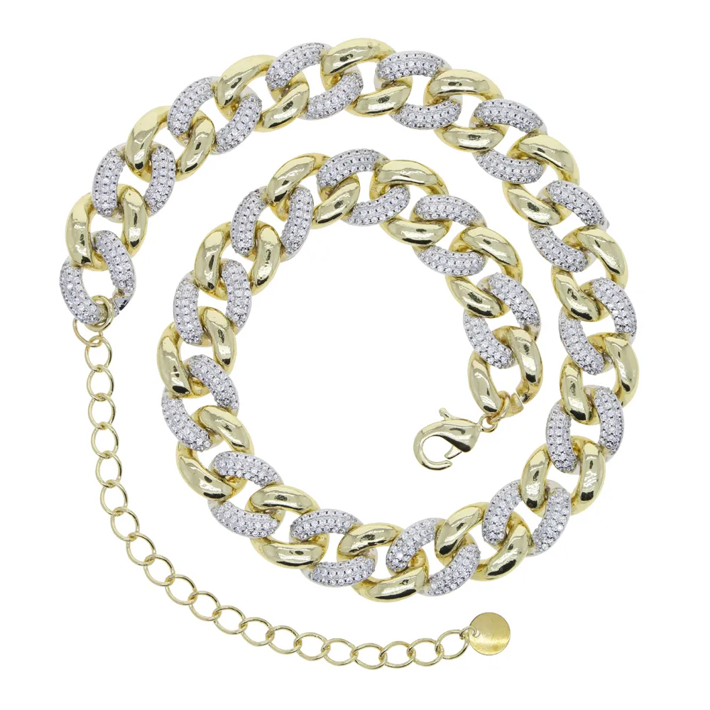 Collana choker a catena cubana bicolore statement per donna_voghion.com