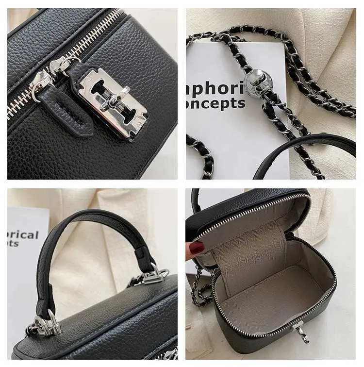 Süße Mini Pu Umhängetasche Solide Flap Box Kette Schulter für Frauen Casual Fashion Lady Commute Lock Messenger Bags_voghion.com