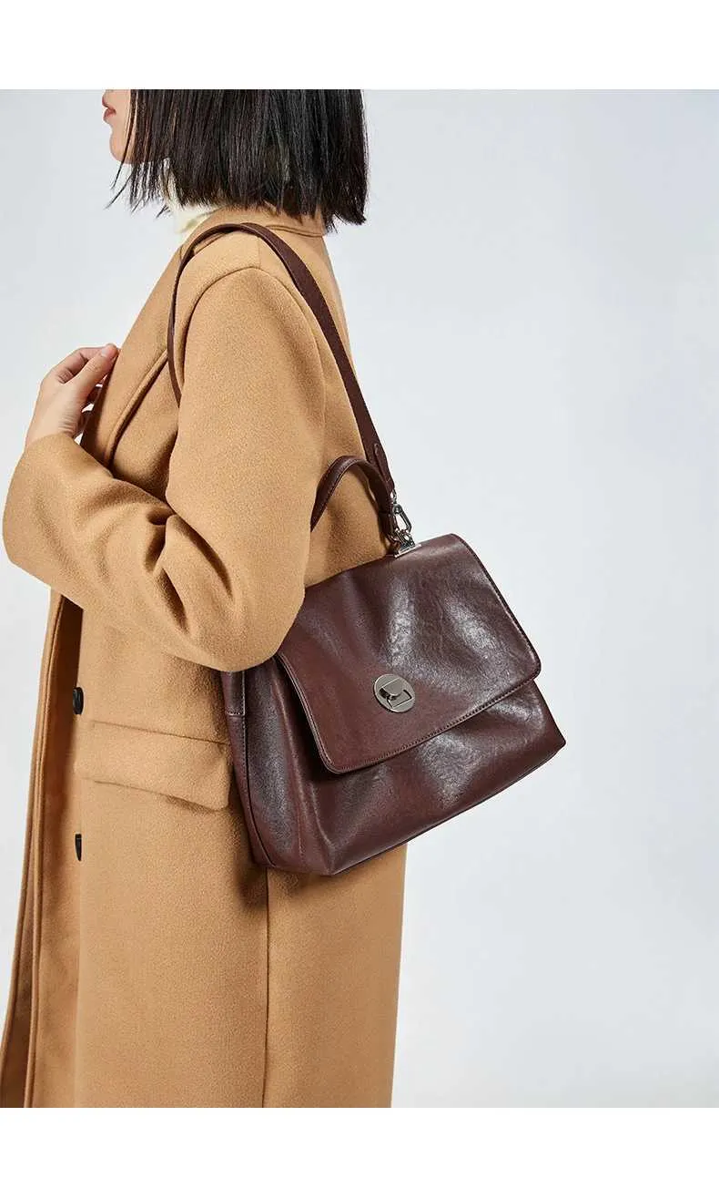Hifashion Retro Vera Pelle Grandi Borse a Tracolla per Donna 2025 Tendenza Designer Satchel Tote Crossbody Ufficio Signore_voghion.com