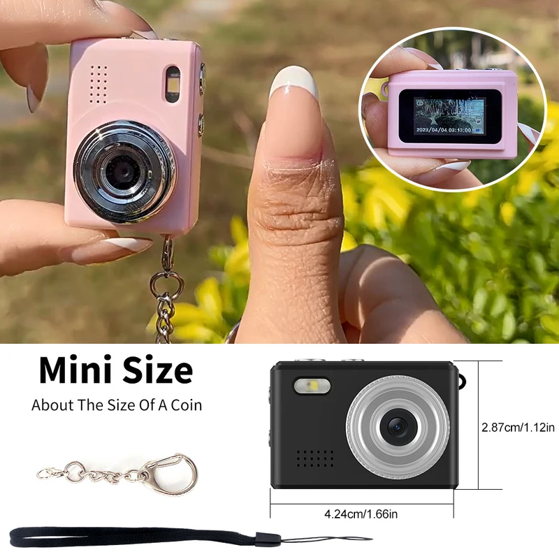 Kleine Mini-Kamera, Videorekorder, Monoreflex-Minikamera, 0,96 Zoll, Kinder-Videokamera, Schlüsselanhängerkamera für Kinder DC23_voghion.com