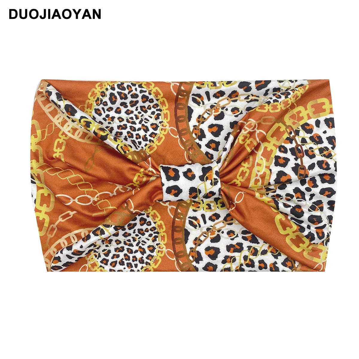 Unisex Knot headband Color matching pattern printed sports headband Fashion polka dot wide edge elastic headband_voghion.com