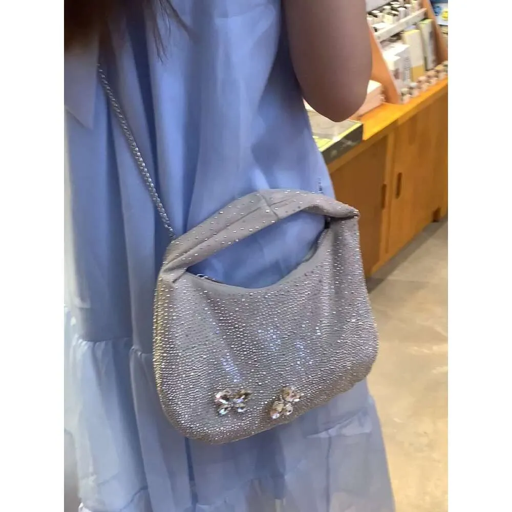 Same Style As Blogger Women's Party Dia Denim 2024 New Fashion Design Chain Crossbody Bag Single Shoulder Pouch Blue_voghion.com