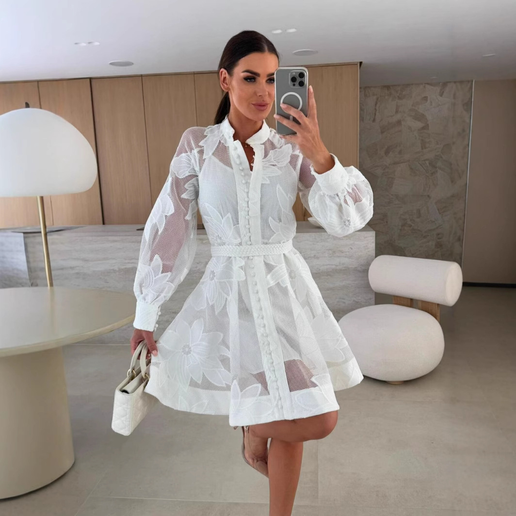 Women’s Clothing Flower Embroidery Lace Fashion Ins Dress