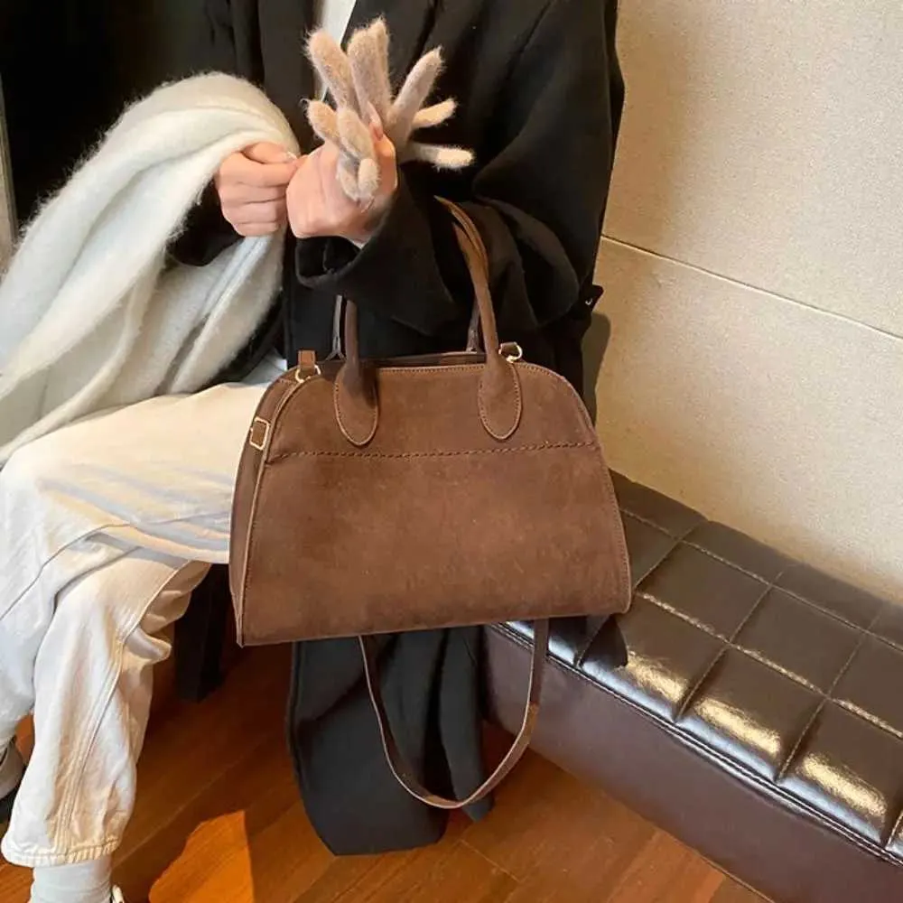 Borsa da donna vintage in pelle scamosciata a forma di croce, grande capacità, tracolla regolabile, tinta unita, Y241115_voghion.com
