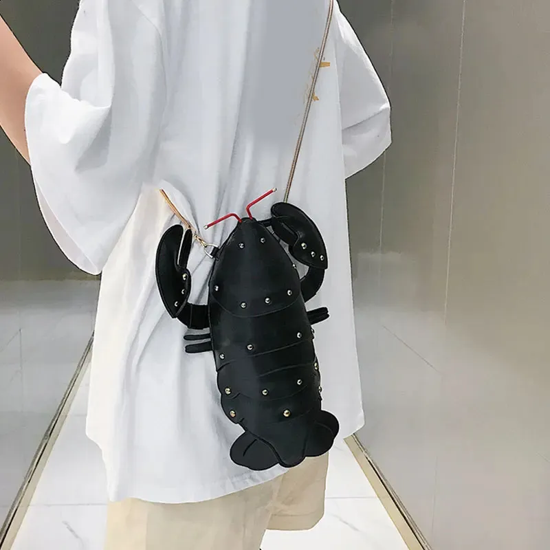 Modische, süße Umhängetaschen aus PU-Leder in Hummerform für Frauen, Schultertasche für Damen, Umhängetasche 240820_voghion.com