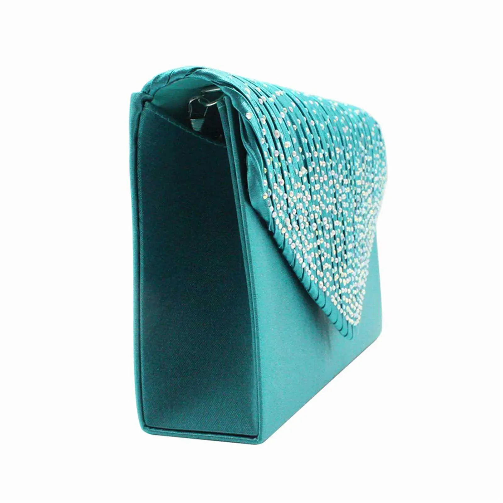 Modische und elegante Clutch für Damen aus Satin mit rhinestone-verzierter Schulterpartie, dünne Kette, passend zu Party- und Bankettkleidern, Abendtasche_voghion.com