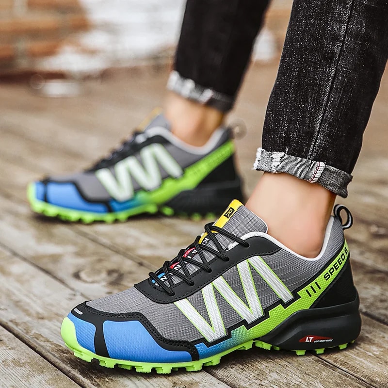 Men Hiking Sneakers Climbing Lace Up Trekking Outdoor Mountain Bike Flat Sport Cycling Shoes Breathable_voghion.com