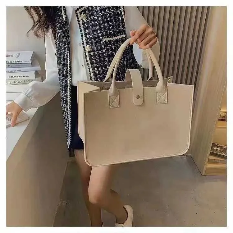 Borsa tote in feltro per donna elegante borsa a mano capiente_voghion.com