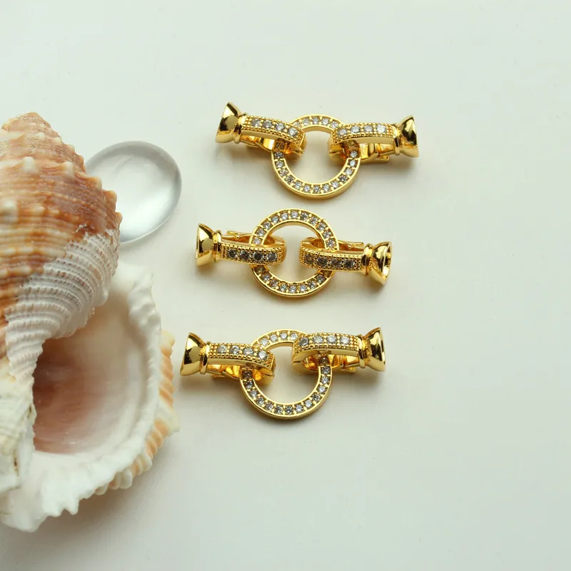 Chaînes à breloques rondes au centre du collier, fermoirs, perles en zircon pavées, bijoux de mode_voghion.com