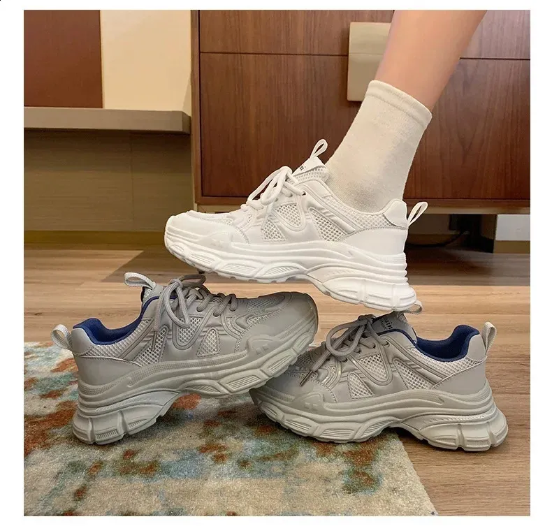 Dad Mesh Breathable Womens Running Shock Absorption Light Sneakers Platform Shoes 240809_voghion.com