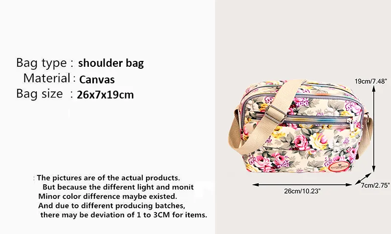 Sacs à main à poches multiples pour femmes, sacoches en toile à bandoulière avec fermeture éclair et imprimé, sac à bandoulière vintage_voghion.com