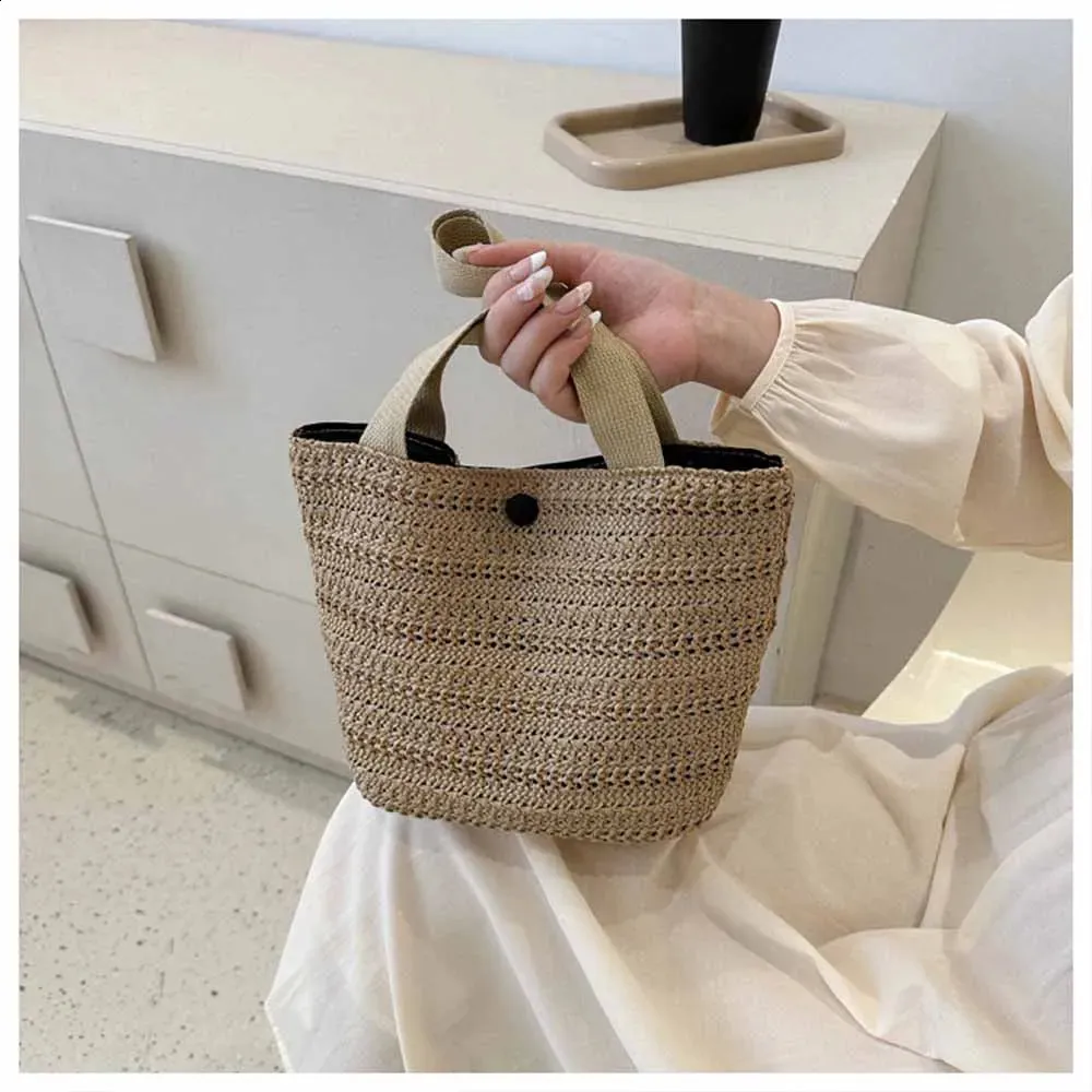Personalisierte Stroh Tragetasche Für Damen Retro Strandhandtasche_voghion.com