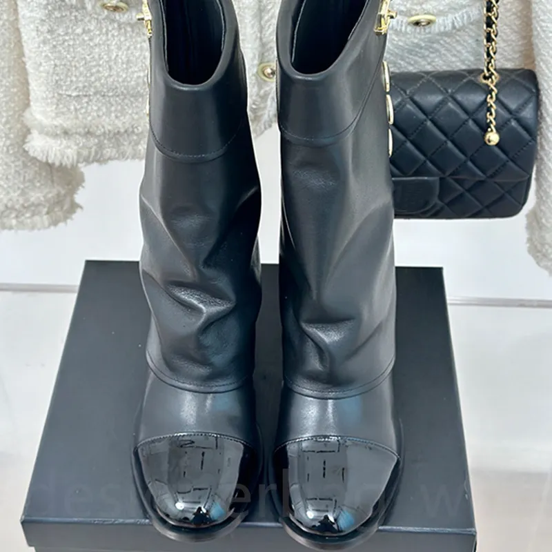 Nouvelles bottes à talons épais pour femmes, bottines de créateur, automne et hiver, style Martin, mode western, bout rond, à enfiler_voghion.com