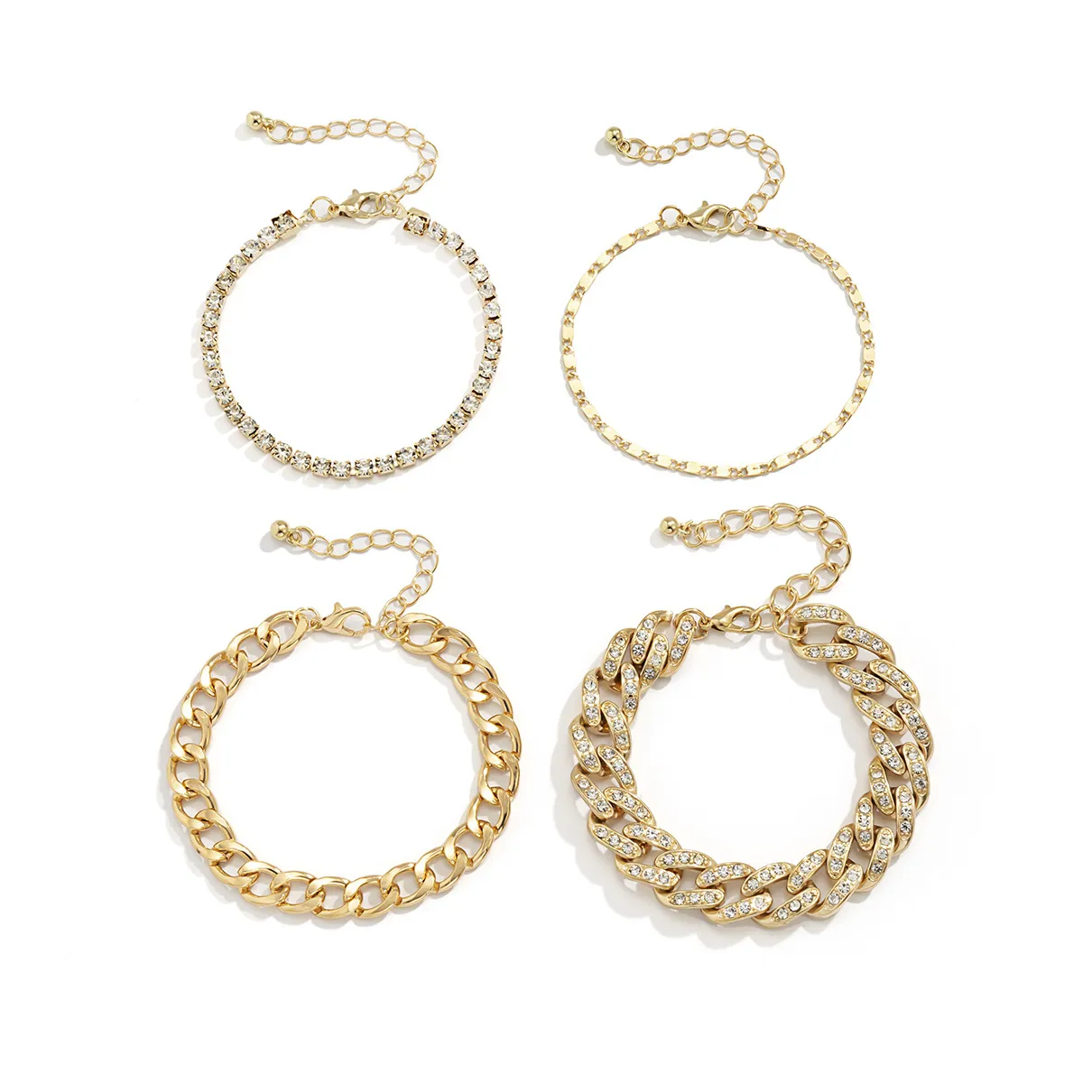 Multilayer Rhinestone Bracelet Set For Women Adjustable Crystal Charm_voghion.com