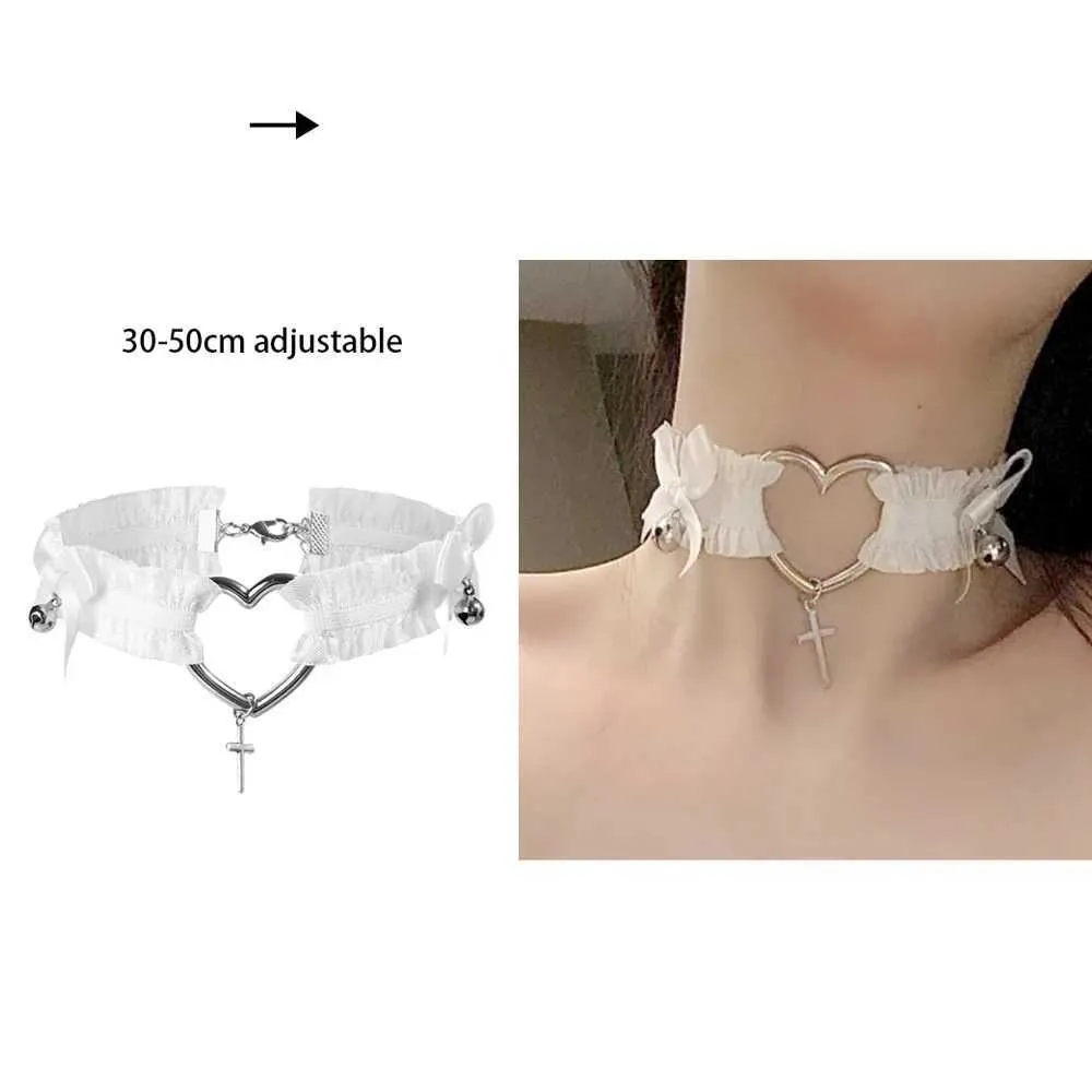 Collier ras du cou gothique en cuir avec pendentif rose sexy et tendance pour femme_voghion.com