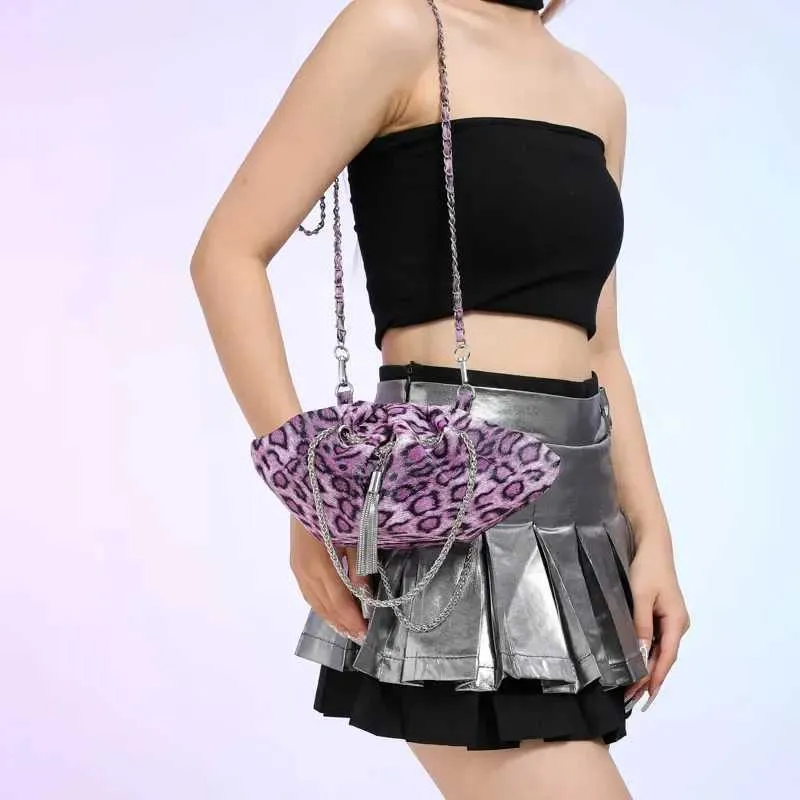 Borsa a tracolla a catena versatile per le donne, borsa a tracolla dal design speciale, borsa casual con motivo leopardato, borsa a mano elegante per ragazze_voghion.com