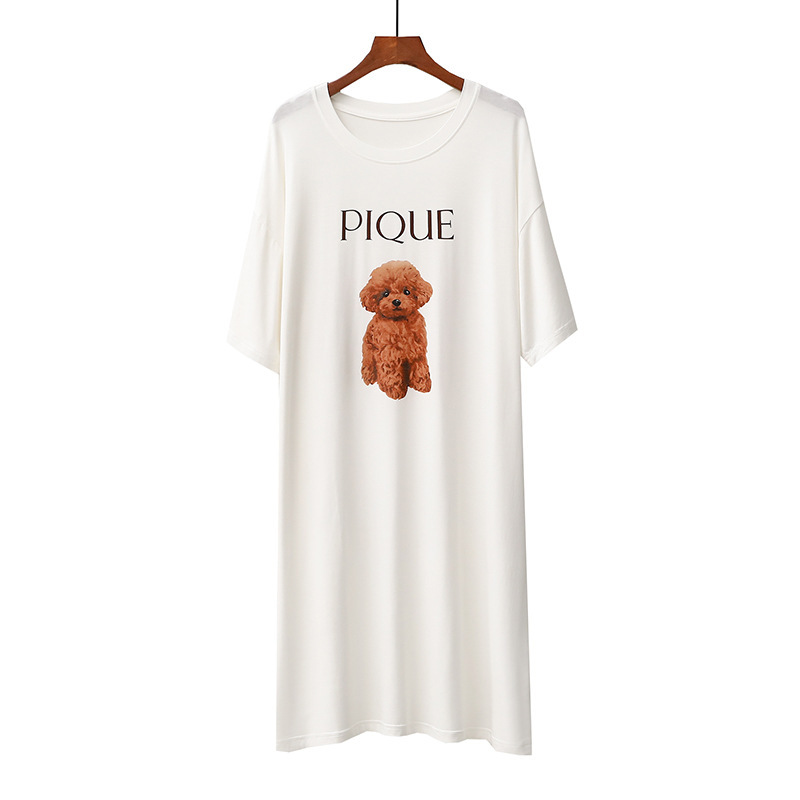 Pigiami da notte da donna Pigiama da donna sottile e comodo, a girocollo, a maniche corte, di media lunghezza_voghion.com