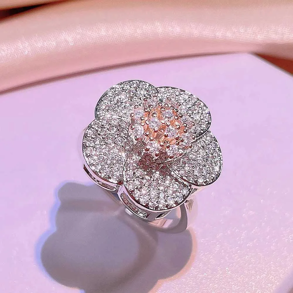 Ensembles de bijoux de mariage en argent sterling, bagues en diamant en grappe, type fleur pour femmes, trois pièces, cadeaux de fiançailles complets pour femmes_voghion.com