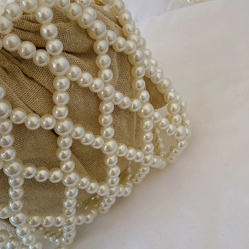 Yogodlns Mini borsa a secchiello da donna, borsa a tracolla intrecciata con perle, borsa a mano, portafoglio, borsa a tracolla da donna_voghion.com