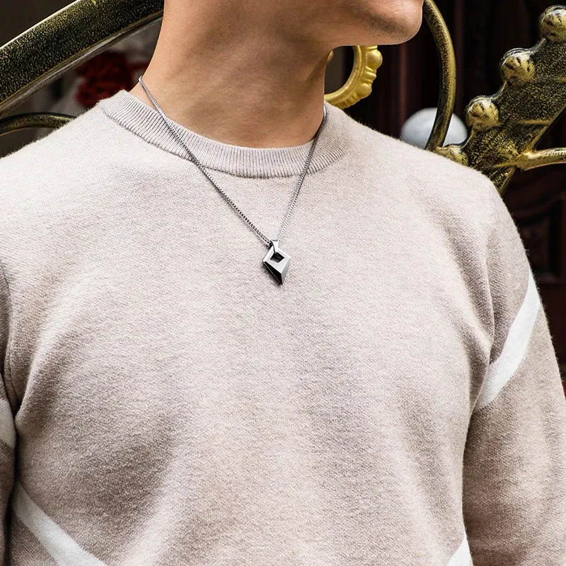 Customized Sier Color Tungsten Pendant Man with Titanium Steel Chain Necklace Length 50cm/55cm for Males Gift 240710_voghion.com