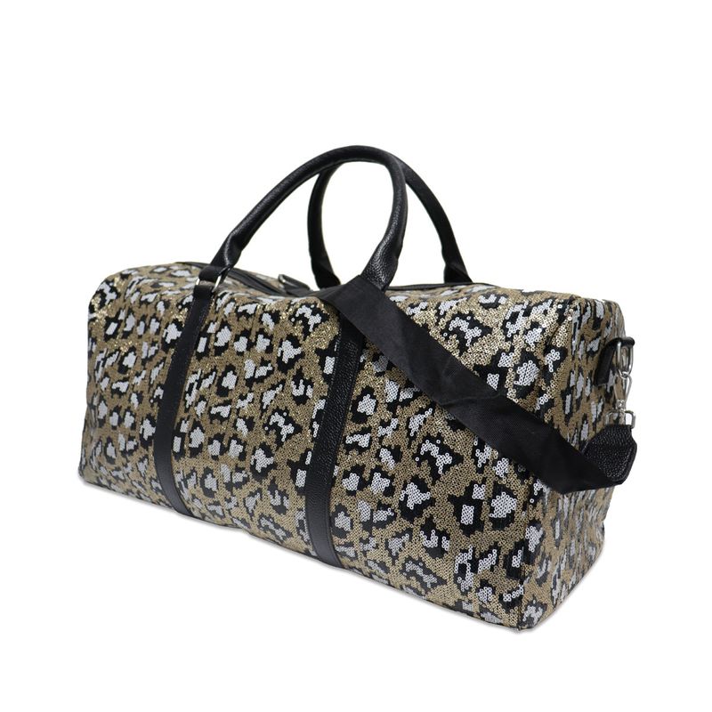 Große Kapazität Pailletten Leopardenmuster Reisetasche Wochenende Gepäcktasche Männer und Frauen Reisen tragbare_voghion.com