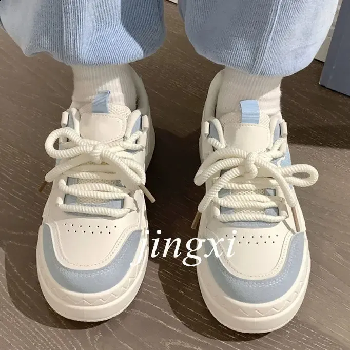 Scarpe sportive rosa bianche da donna, primavera estate, con plateau, vintage, casual, vulcanizzate, kawaii, da tennis, da donna, basse 240801_voghion.com