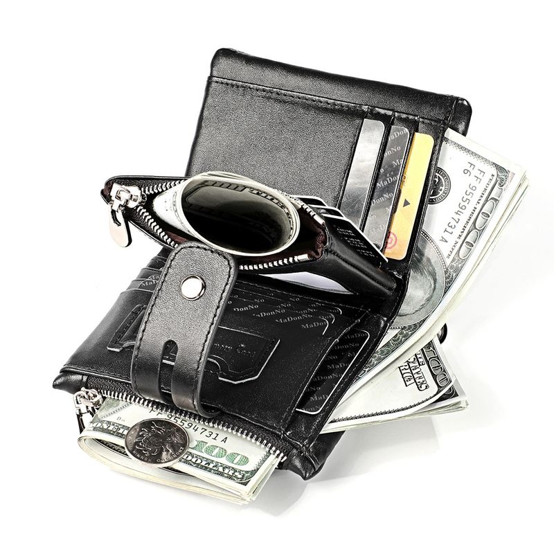 Neue männer echte RFID crazy horse leder zipper frauen retro multifunktionale kurze brieftasche_voghion.com