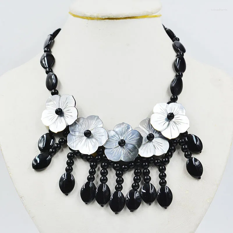 Collier tendance avec chaîne et fleur de coquillage pour mariage 18"_voghion.com