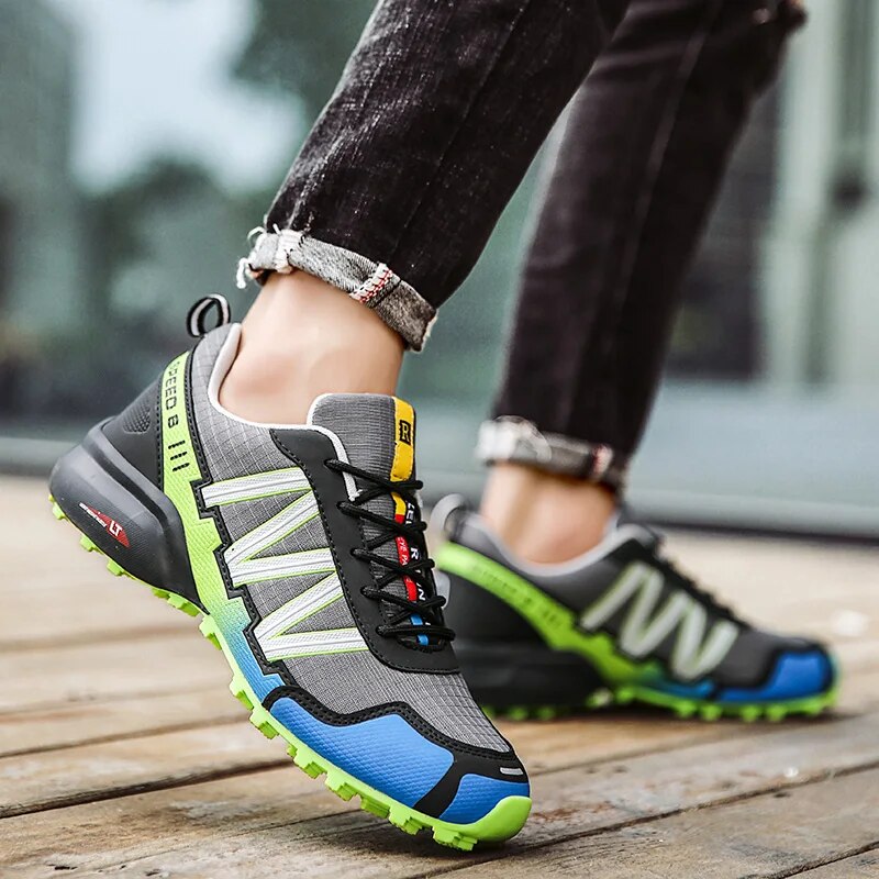Men Hiking Sneakers Climbing Lace Up Trekking Outdoor Mountain Bike Flat Sport Cycling Shoes Breathable_voghion.com