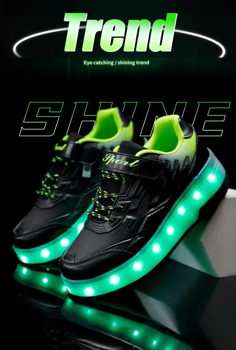 Roller Skate Αγόρια Κορίτσια Φώτα που αναβοσβήνουν Παπούτσια με ρολό με δύο τροχούς Led Light φωτεινά αθλητικά παπούτσια εξωτερικού χώρου Casual Παιδικά_voghion.com